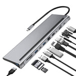 Load image into Gallery viewer, 11-in-1 USB C Hub Laptop Docking Station
