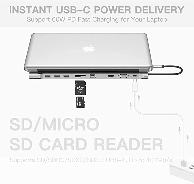 11-in-1 USB C Hub Laptop Docking Station