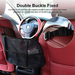 JoaSinc Car Net Pocket, Car Mesh Organizer, Seat Back Net Bag Handbag Holder Between Car Seat Storage, Driver Storage Netting Pouch (Black with Pocket)