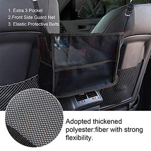 JoaSinc Car Net Pocket, Car Mesh Organizer, Seat Back Net Bag Handbag Holder Between Car Seat Storage, Driver Storage Netting Pouch (Black with Pocket)