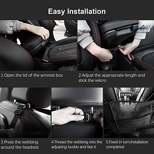 JoaSinc Car Net Pocket, Car Mesh Organizer, Seat Back Net Bag Handbag Holder Between Car Seat Storage, Driver Storage Netting Pouch (Black with Pocket)
