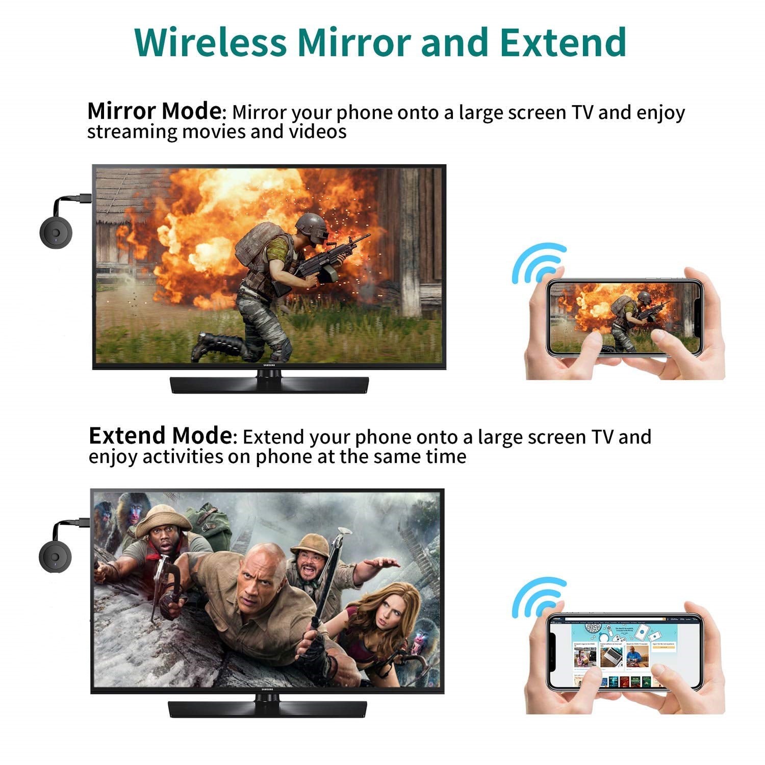 TV Wireless HDMI Encryption Screen Projection Receiver 2.4G Wifi 2K For Android IOS Mac
