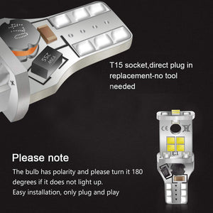 T15 LED Bulbs W16W White 10-SMD 2835 LED 921 912 906