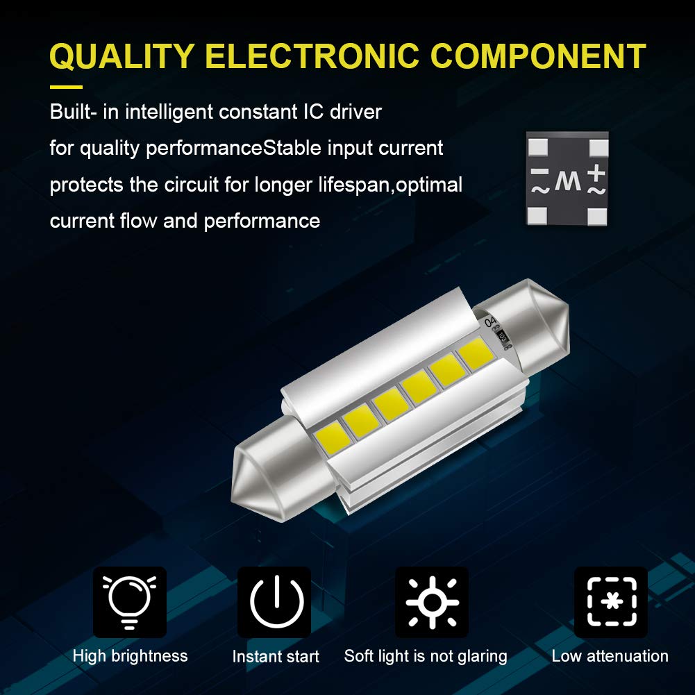 LED Bulb 36mm 1.41" Festoon LED Extremely Bright CANBUS Error Free