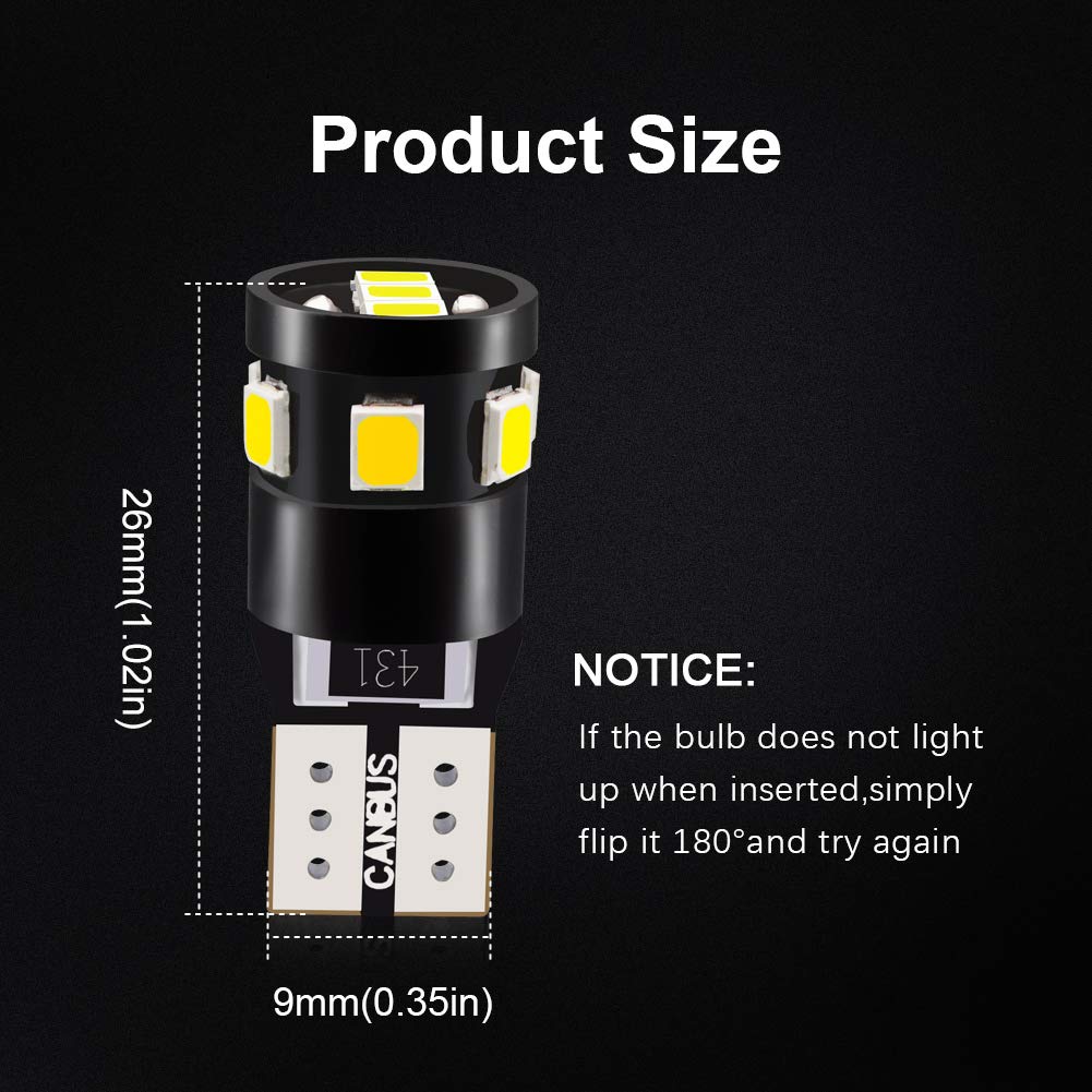 LED Light Bulb Canbus Error Free 168 W5W T10 LED Bulb White 6000K 501