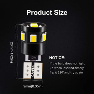 LED Light Bulb Canbus Error Free 168 W5W T10 LED Bulb White 6000K 501