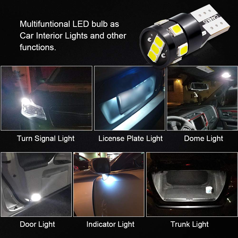 LED Light Bulb Canbus Error Free 168 W5W T10 LED Bulb White 6000K 501