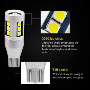 LED Backup Light Bulbs Extremely Bright Chipsets 3030 15-SMD LED