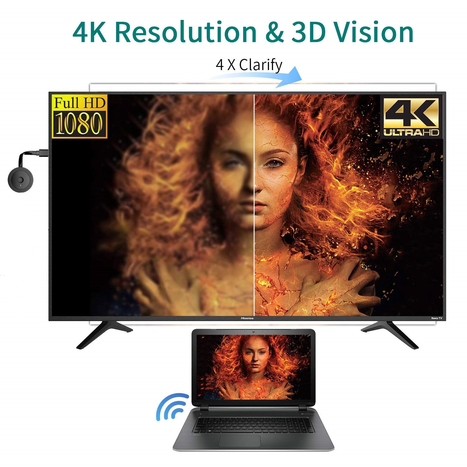 TV Wireless HDMI Encryption Screen Projection Receiver 2.4G Wifi 2K For Android IOS Mac