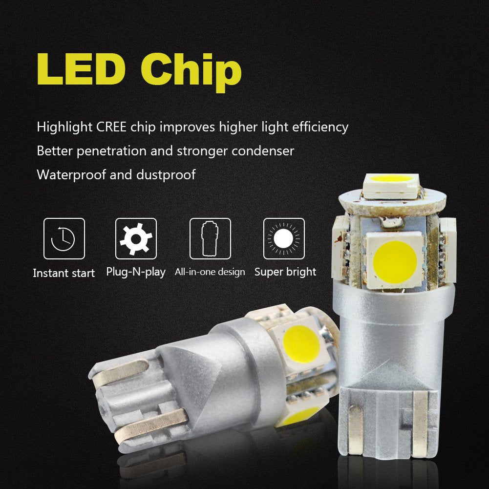 Lampade W5W LED T10 194 168 5SMD 5050 12V 6000K